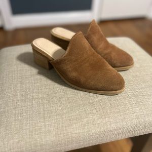 Brown suede mules, gently used.